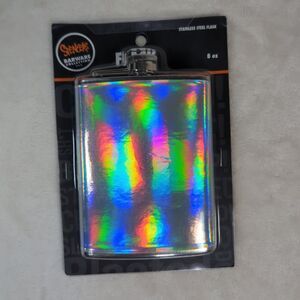 Stainless Steel Flask 8 oz. Iridescent Spencer's Barware Collection Just Funky